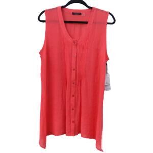 Women's Sleeveless Tunic Blouse Tunic Size Large Orange V Neck FYLO London New